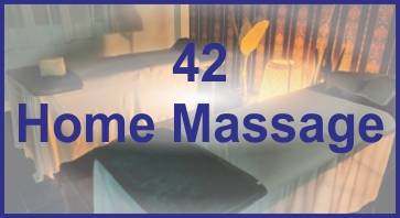 mixed colour text logo for 42 home massage